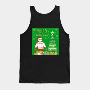 Cute Little Christmas Sloth wearing an ugly Christmas Sweater and Hat Tank Top